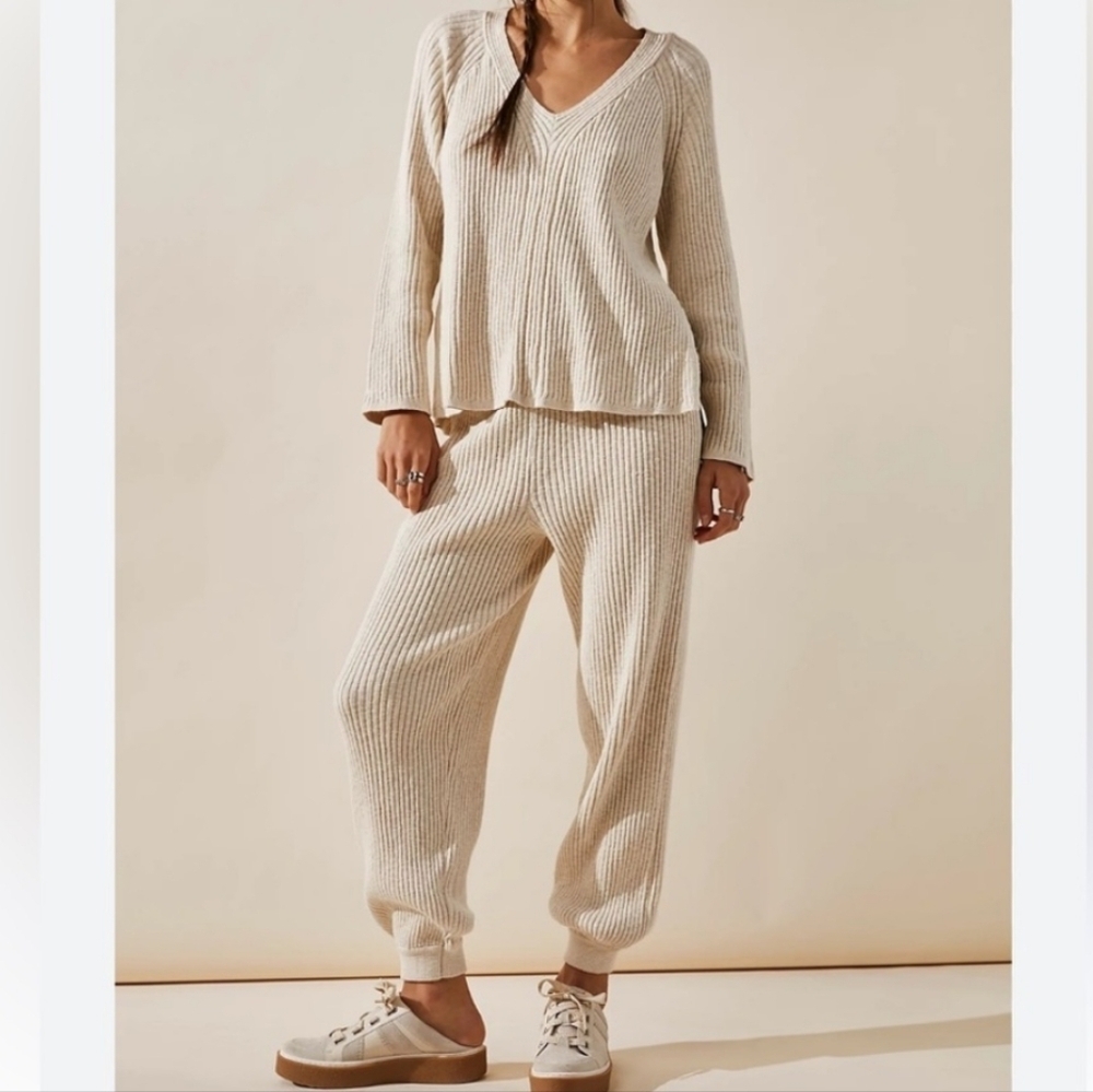 Free People Beach Justine Boho Slouchy Cozy  Tapered Jogger Sweater Pants XS